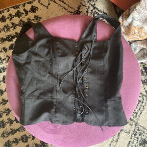 Black Peplum Lace-Up Bodice, Corset, Medieval or Renaissance Fair, Vest